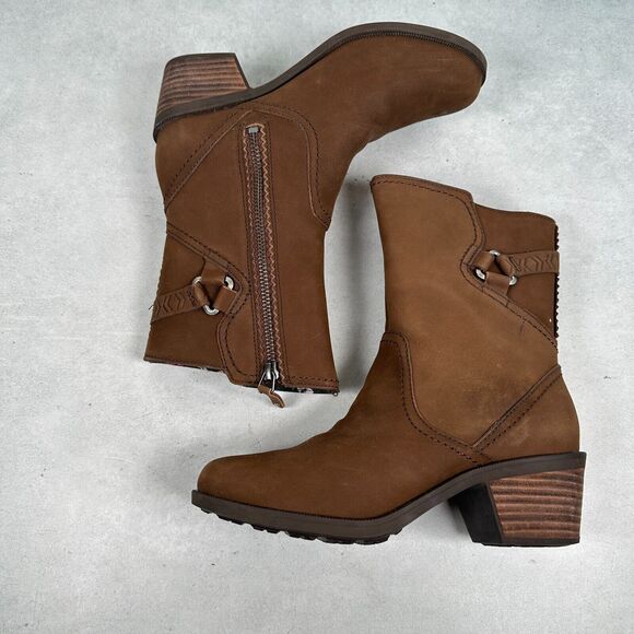 Teva Boots Womens 5.5 Brown Leather Waterproof Foxy Mid Calf Western Harness - Picture 9 of 11